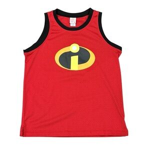 The Incredibles 2 Logo Jersey Tank Shirt Men's Sz S Disney Pixar Polyester Red